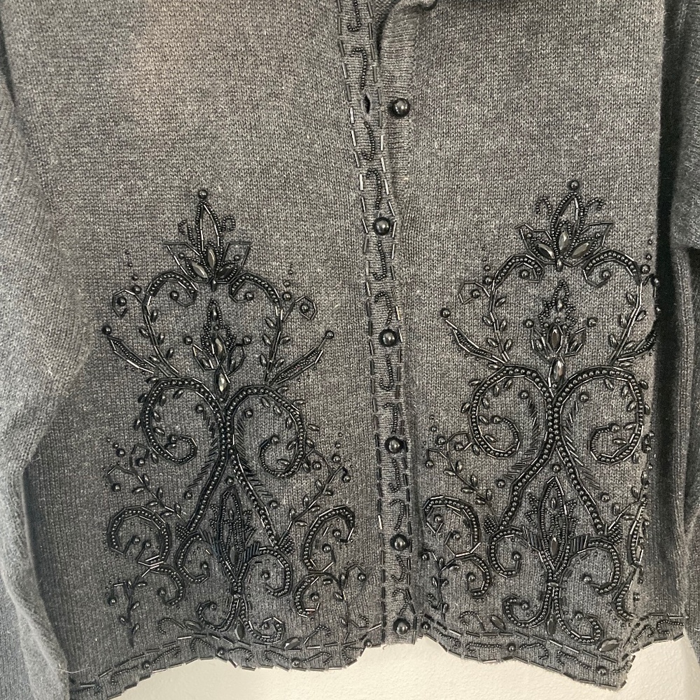 90s vintage Samantha Taylor beaded ramie cotton cardigan - Picture 9 of 9